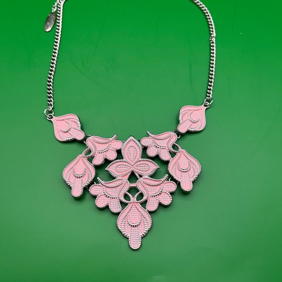 Retired PreOwned Plunder “Sue” Statement Necklace Soft Pink 18”-21” Box and Bag - Picture 6 of 16